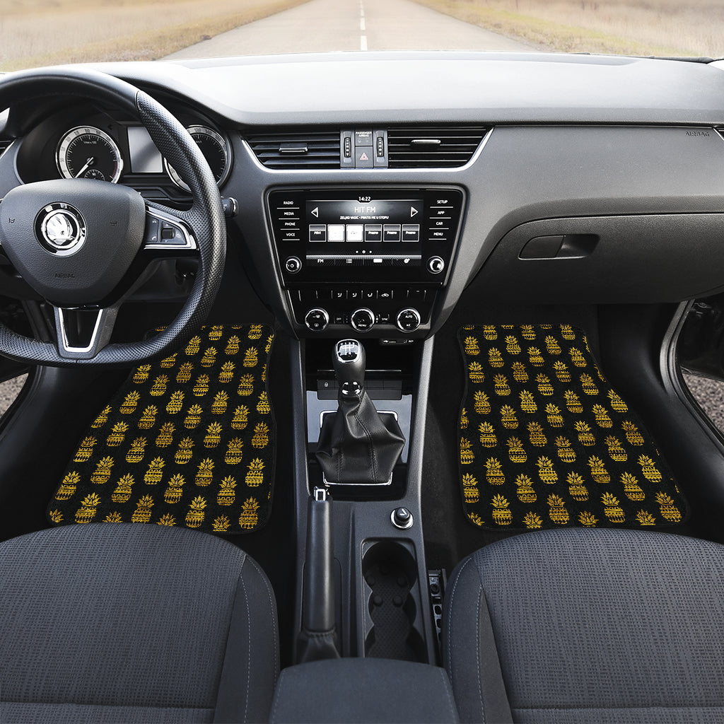 Pineapple Gold Tribal Style Print Car Floor Mats Front Back