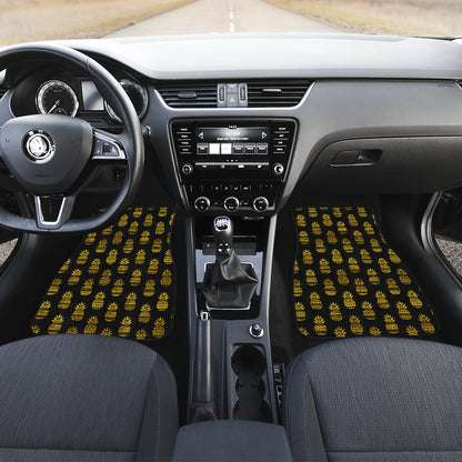 Pineapple Gold Tribal Style Print Car Floor Mats Front Back