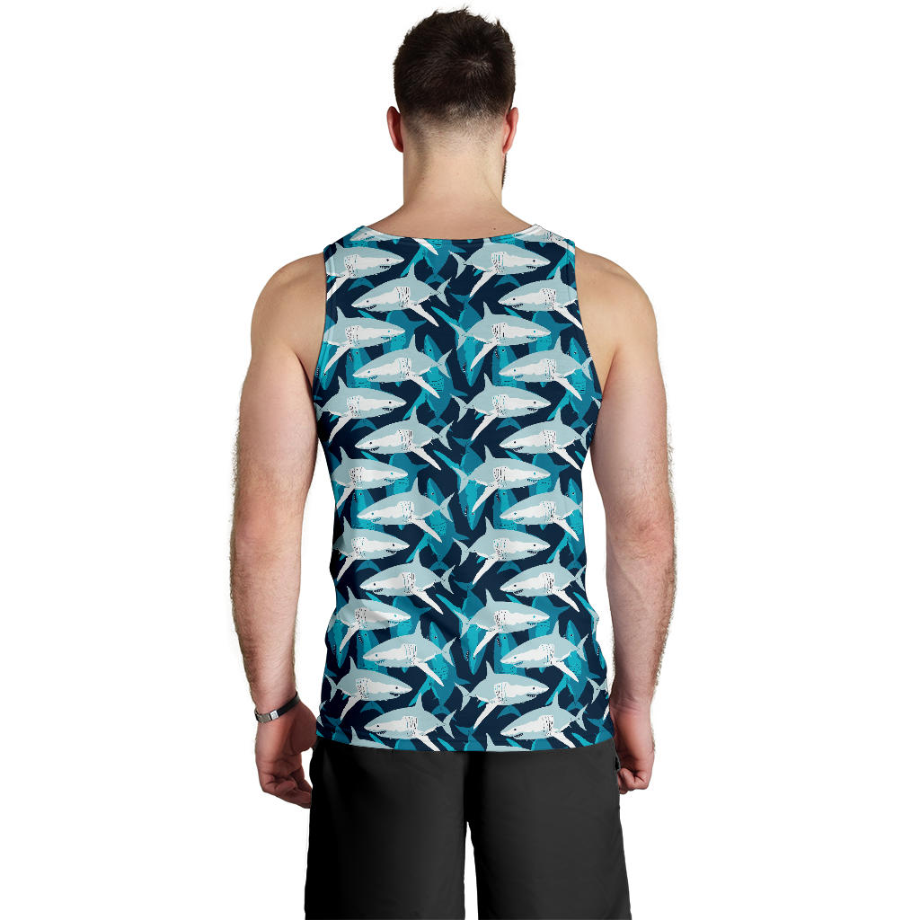 Shark Design Print Men Tank Top