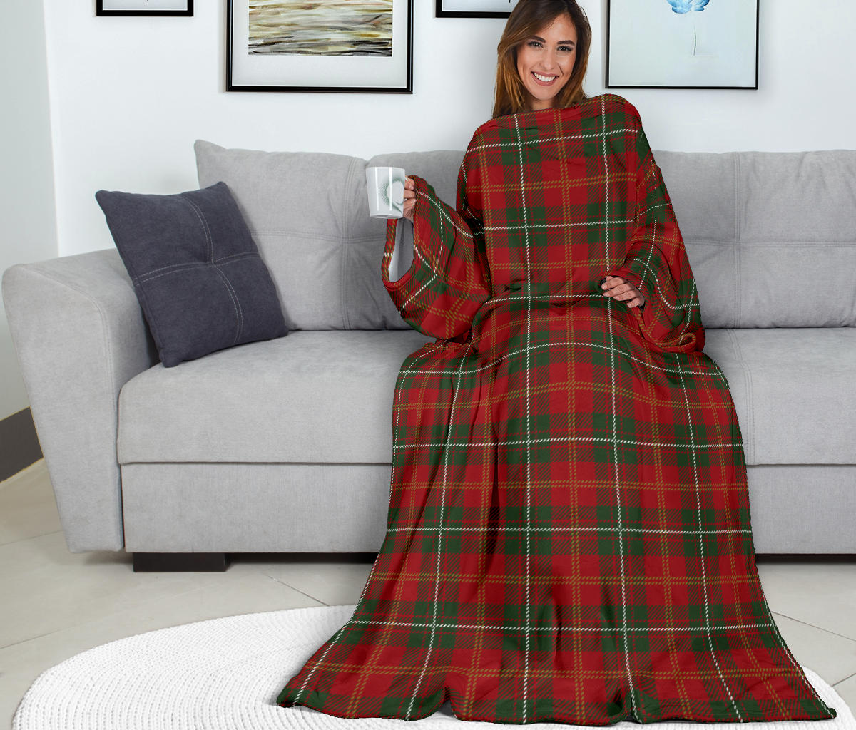Holiday Tartan Plaid Pattern Adult Sleeve Blanket