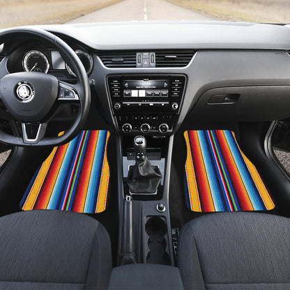 Mexican Blanket Stripe Print Pattern Car Floor Mats Front Back