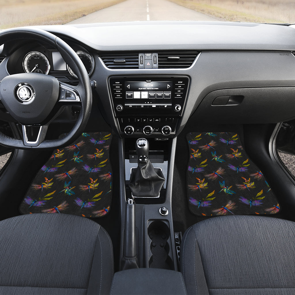 Dragonfly Colorful Realistic Print Car Floor Mats Front Back