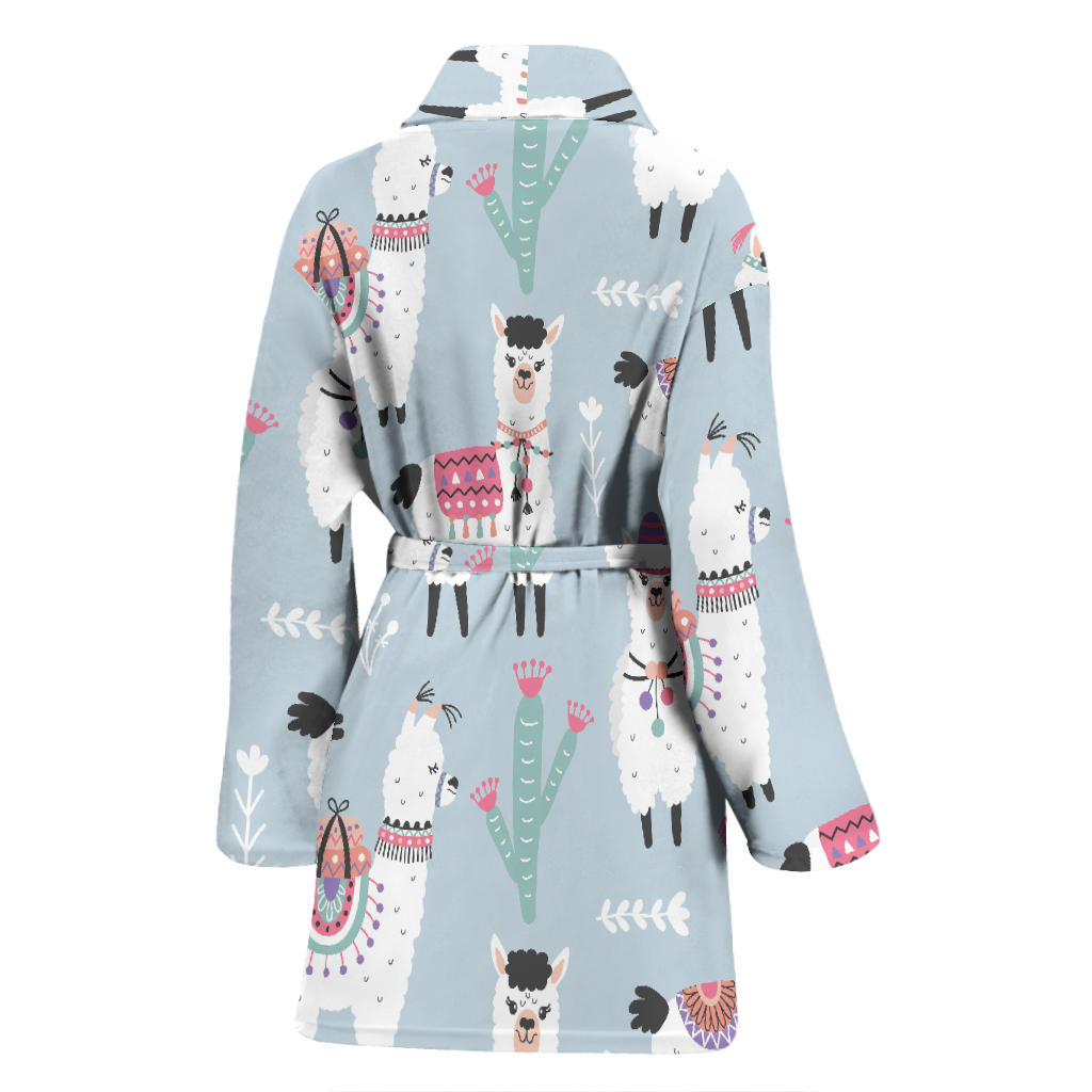 Llama Pattern Print Design 04 Women Bathrobe