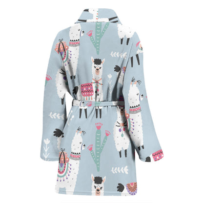 Llama Pattern Print Design 04 Women Bathrobe