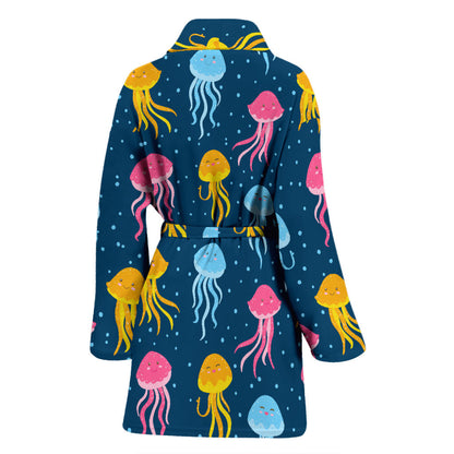 Jellyfish Pattern Print Design 04 Women Bathrobe