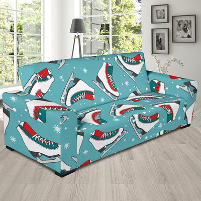 Ice Skate Pattern Print Design 03 Sofa Slipcover