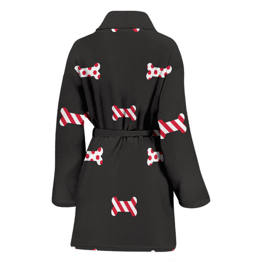 Dog Bone Pattern Print Design 04 Women Bathrobe