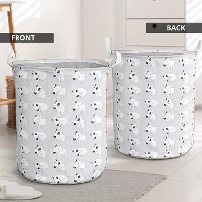 Bull Terrier hand draw Print Pattern Laundry Basket