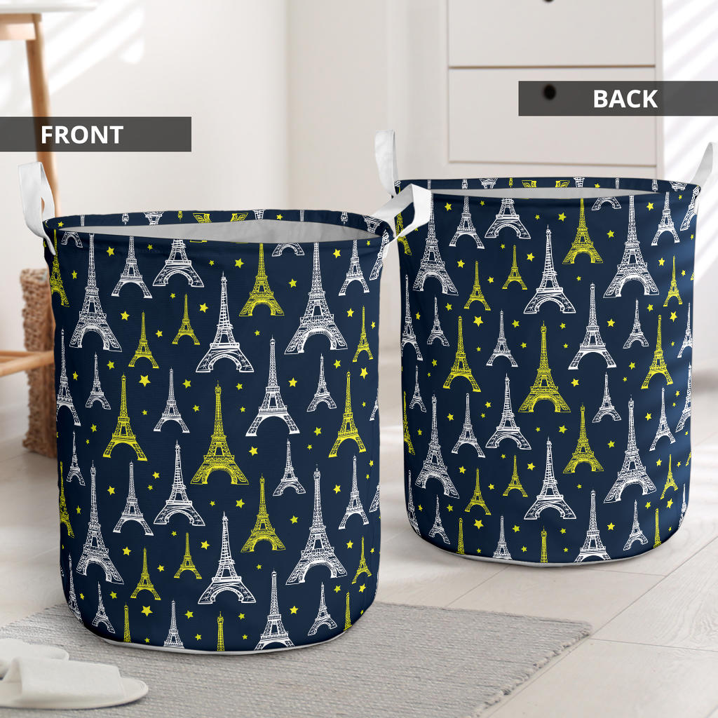 Eiffel Tower Star Print Laundry Basket