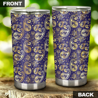 Paisley Blue Yellow Design Print Tumbler
