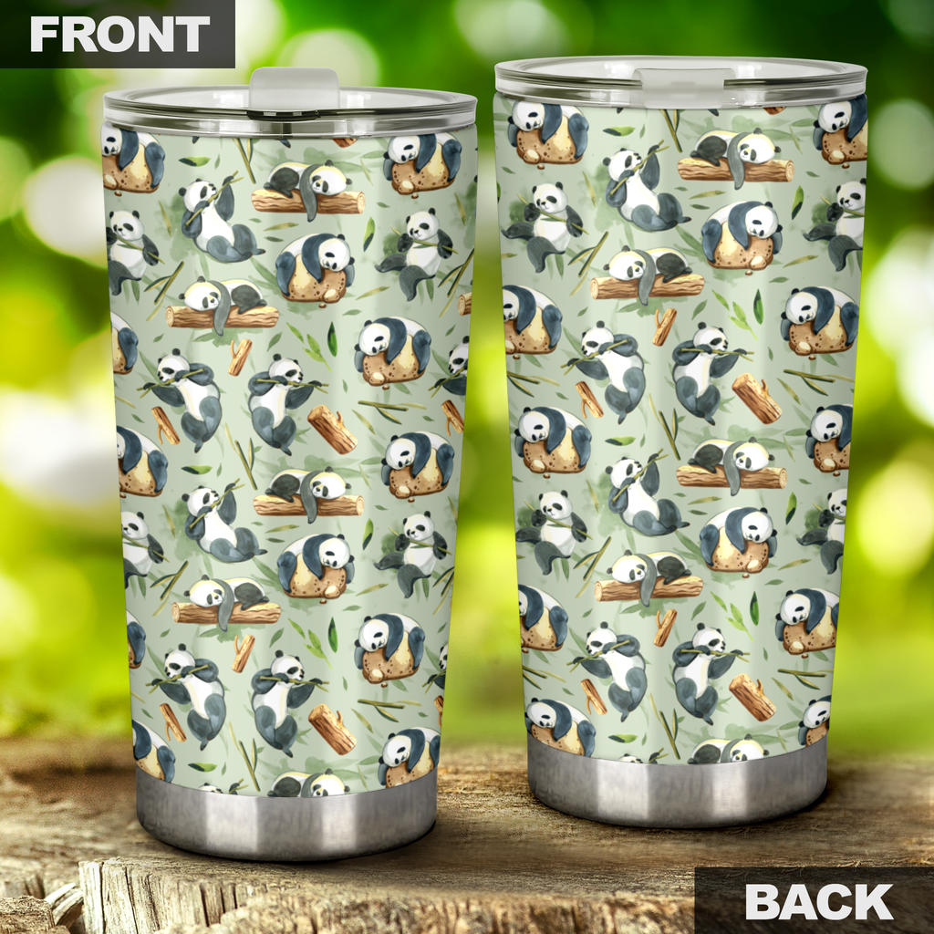 Panda Bear Design Bamboo Print Tumbler