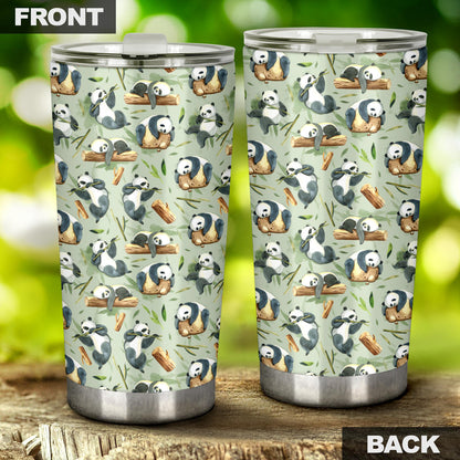 Panda Bear Design Bamboo Print Tumbler