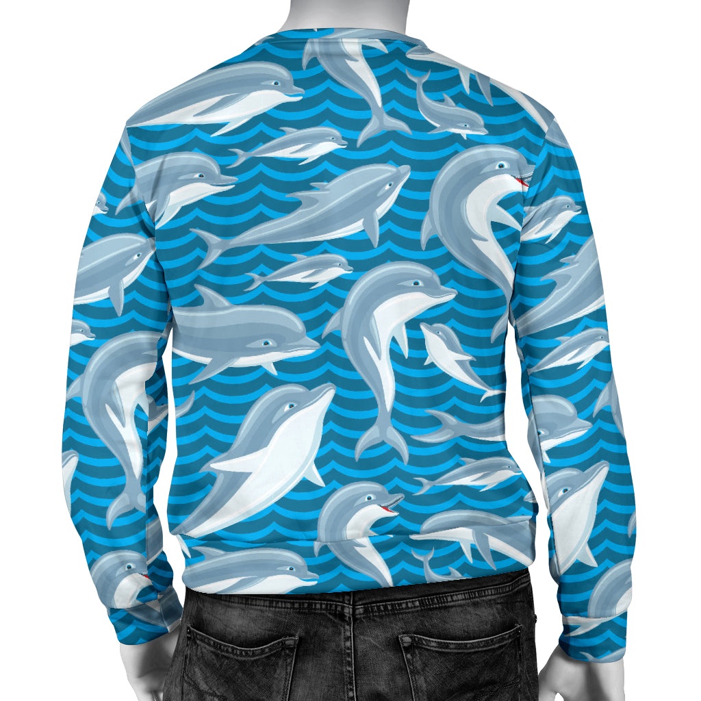 Dolphin Cute Print Pattern Men Long Sleeve Sweatshirt