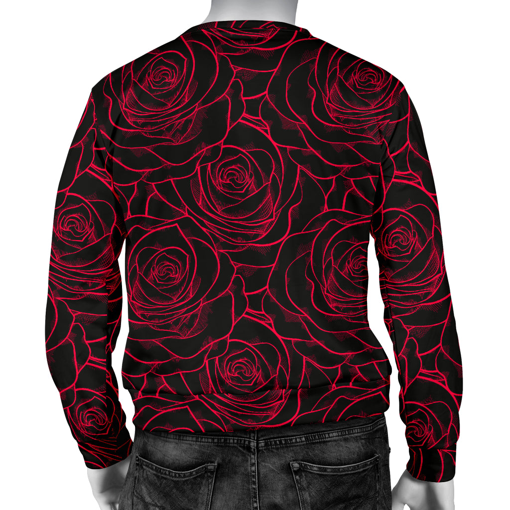 Red Rose Design Print Men Long Sleeve Sweatshirt