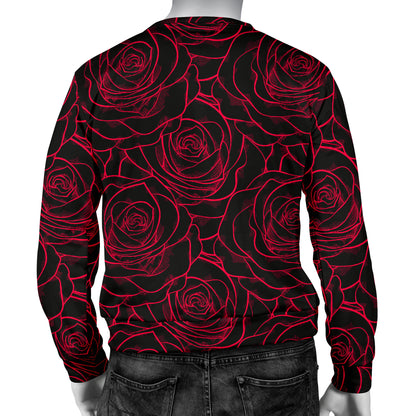 Red Rose Design Print Men Long Sleeve Sweatshirt