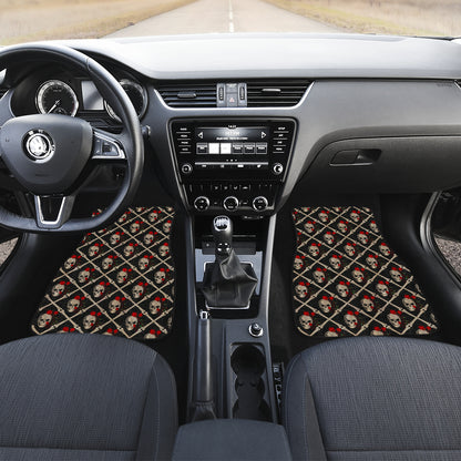 Skull Roses Bone Design Themed Print Car Floor Mats Front Back