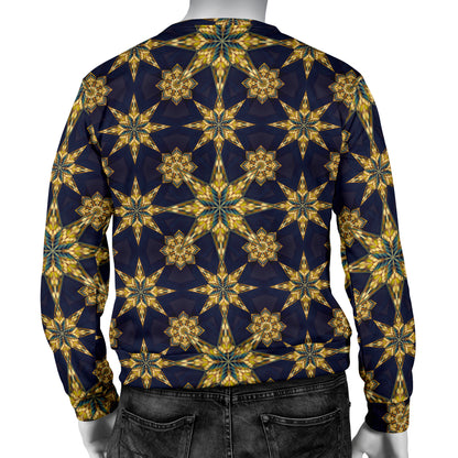 kaleidoscope Gold Print Design Men Long Sleeve Sweatshirt