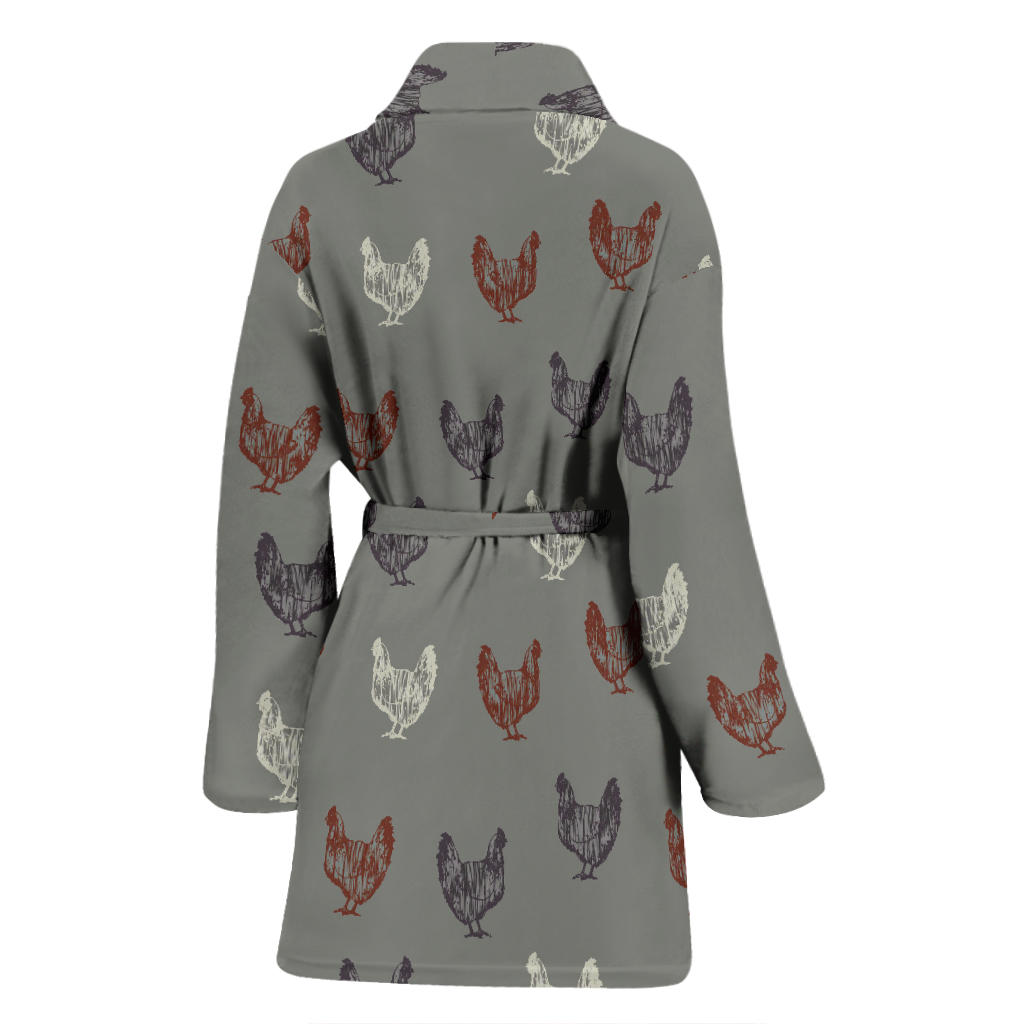 Chicken Pattern Print Design 01 Women Bathrobe