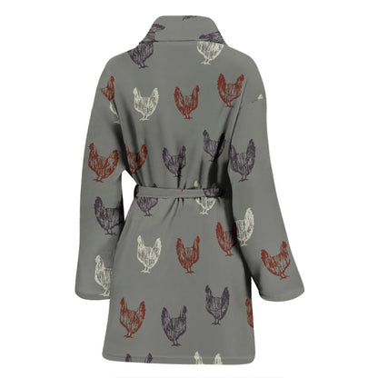 Chicken Pattern Print Design 01 Women Bathrobe