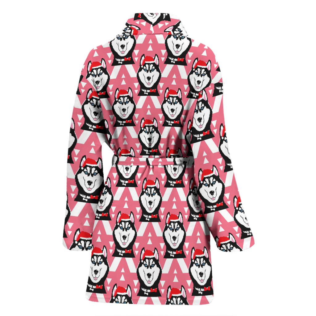Siberian Huskies Christmas Themed Print Design LKS302 Women Bathrobe