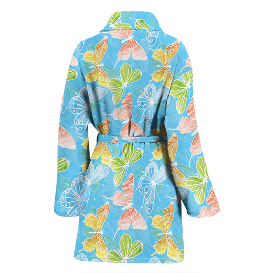 Butterfly Pattern Print Design 05 Women Bathrobe