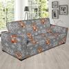 Knit Red Fox Pattern Print Design 02 Sofa Slipcover