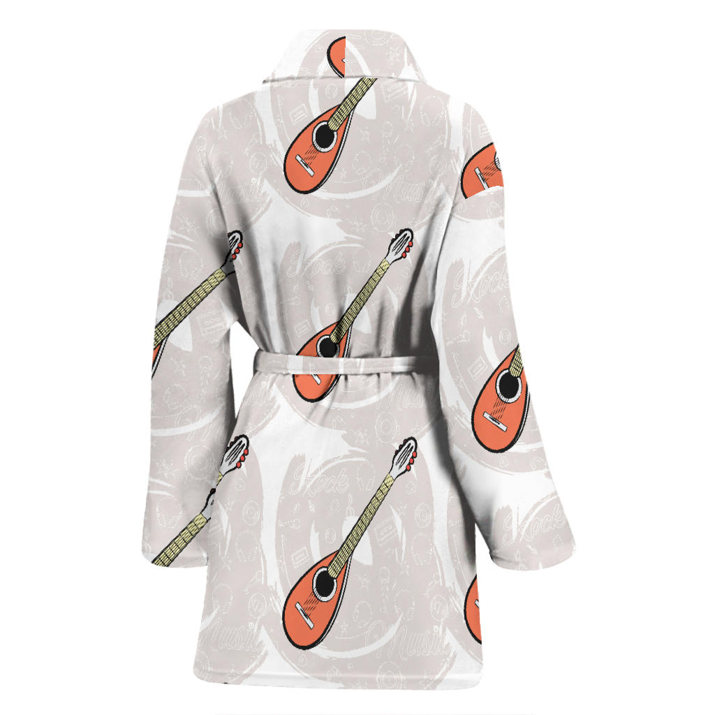 Mandolin Pattern Print Design 03 Women Bathrobe