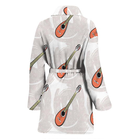 Mandolin Pattern Print Design 03 Women Bathrobe