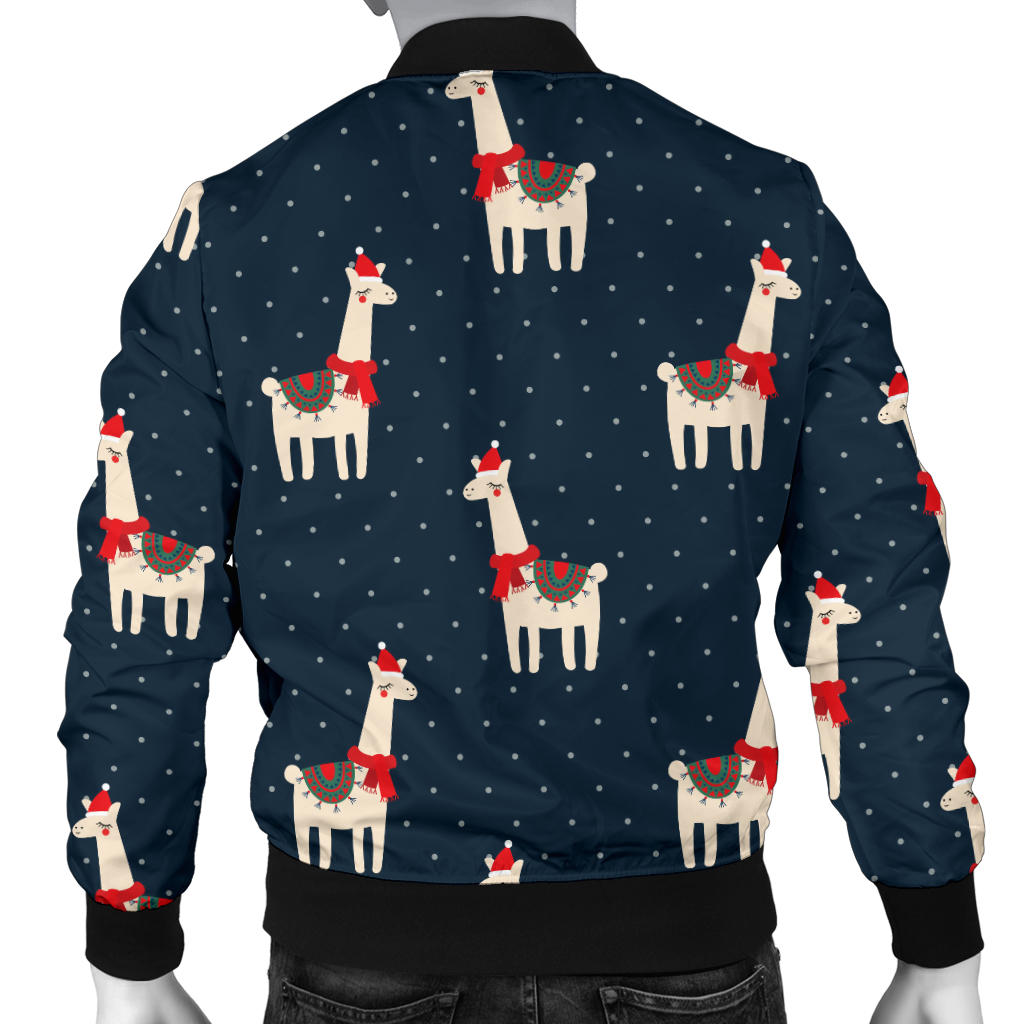 Llama with Polka Dot Themed Print Men Bomber Jacket
