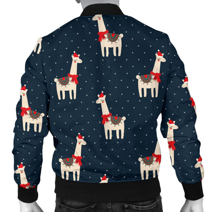 Llama with Polka Dot Themed Print Men Bomber Jacket