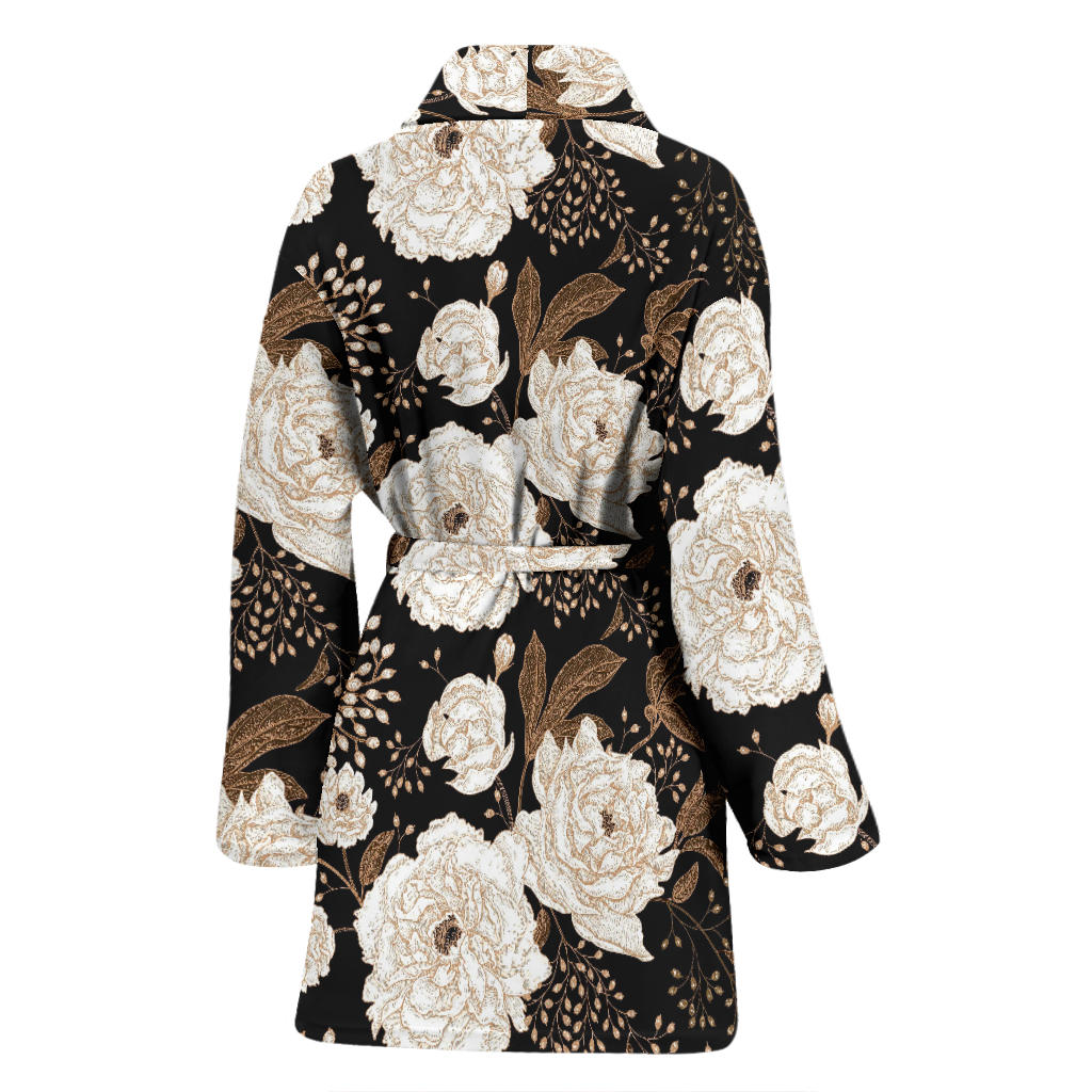 Peony Pattern Print Design A02 Women Bathrobe
