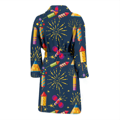 Firework Sparkling Rockets Print Design LKS306 Men Bathrobe