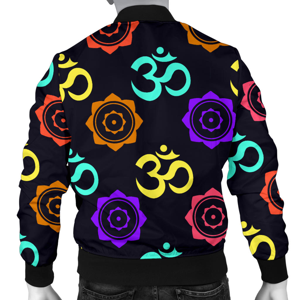 Chakra OM Print Pattern Men Bomber Jacket