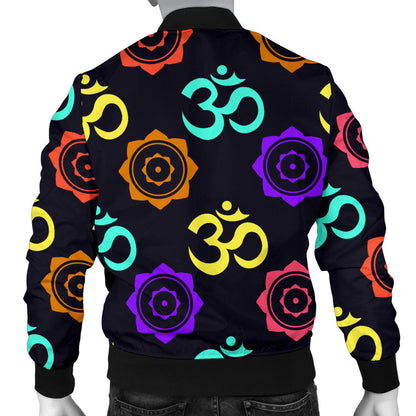 Chakra OM Print Pattern Men Bomber Jacket