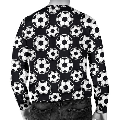 Soccer Ball Black Print Pattern Men Long Sleeve Sweatshirt