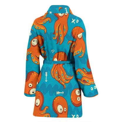 Octopus Pattern Print Design A02 Women Bathrobe