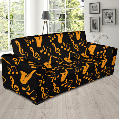 Saxophone Pattern Print Design 02 Sofa Slipcover