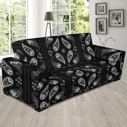 Bandana Paisley Black Print Design LKS308 Sofa Slipcover