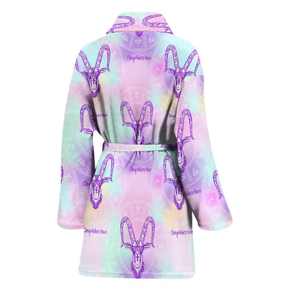 Capricorn Zodiac Pattern Print Design 02 Women Bathrobe