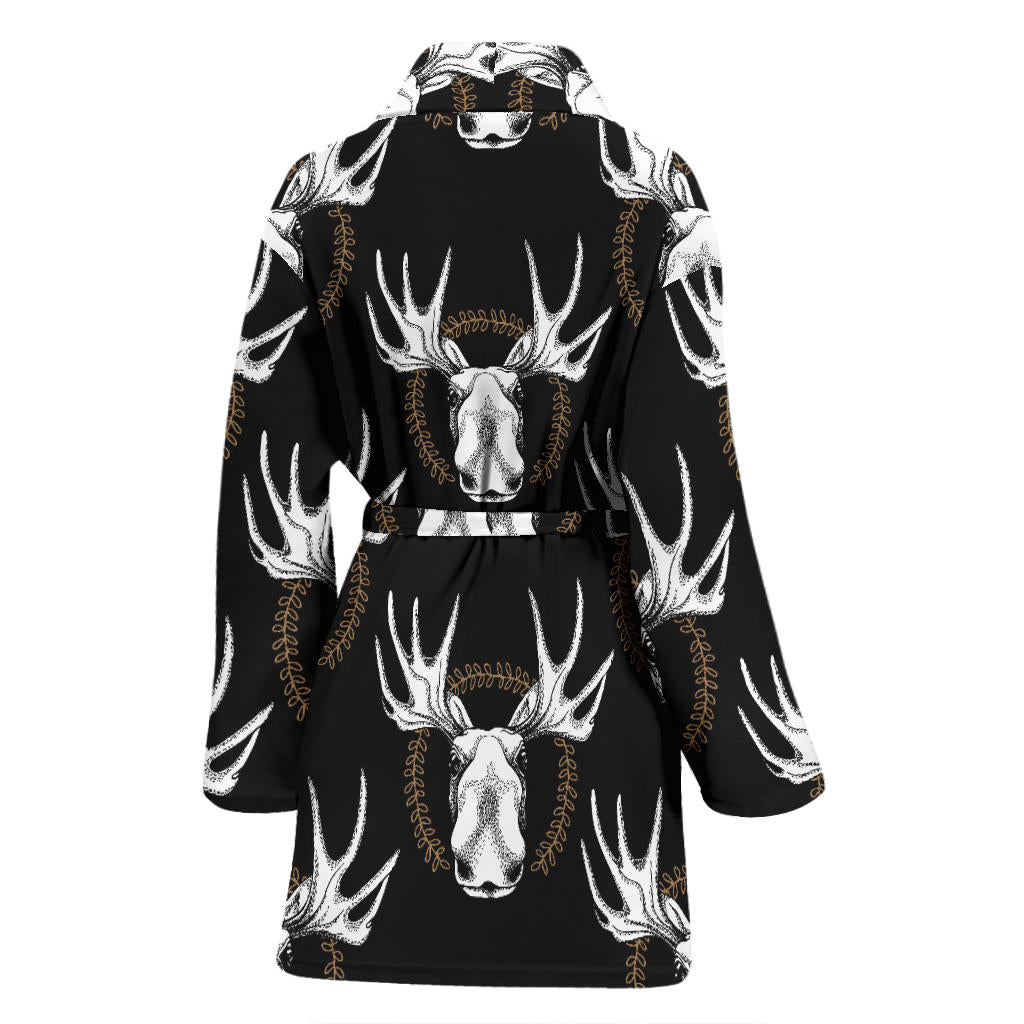 Moose Pattern Print Design 02 Women Bathrobe
