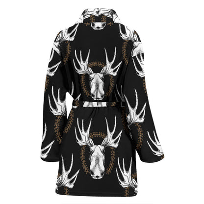 Moose Pattern Print Design 02 Women Bathrobe
