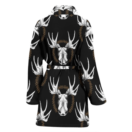 Moose Pattern Print Design 02 Women Bathrobe