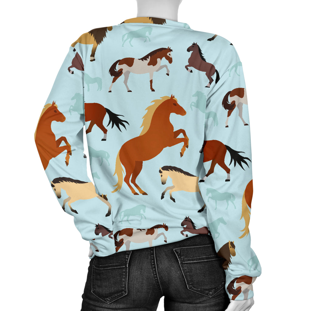 Horse Cute Themed Pattern Print Women Long Sleeve Sweatshirt
