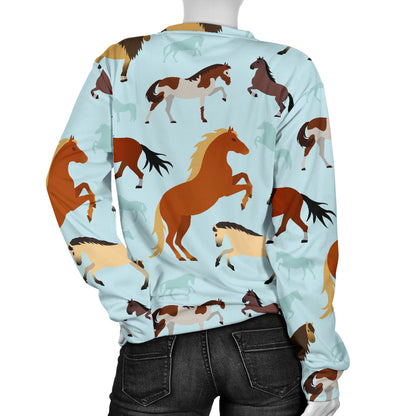 Horse Cute Themed Pattern Print Women Long Sleeve Sweatshirt