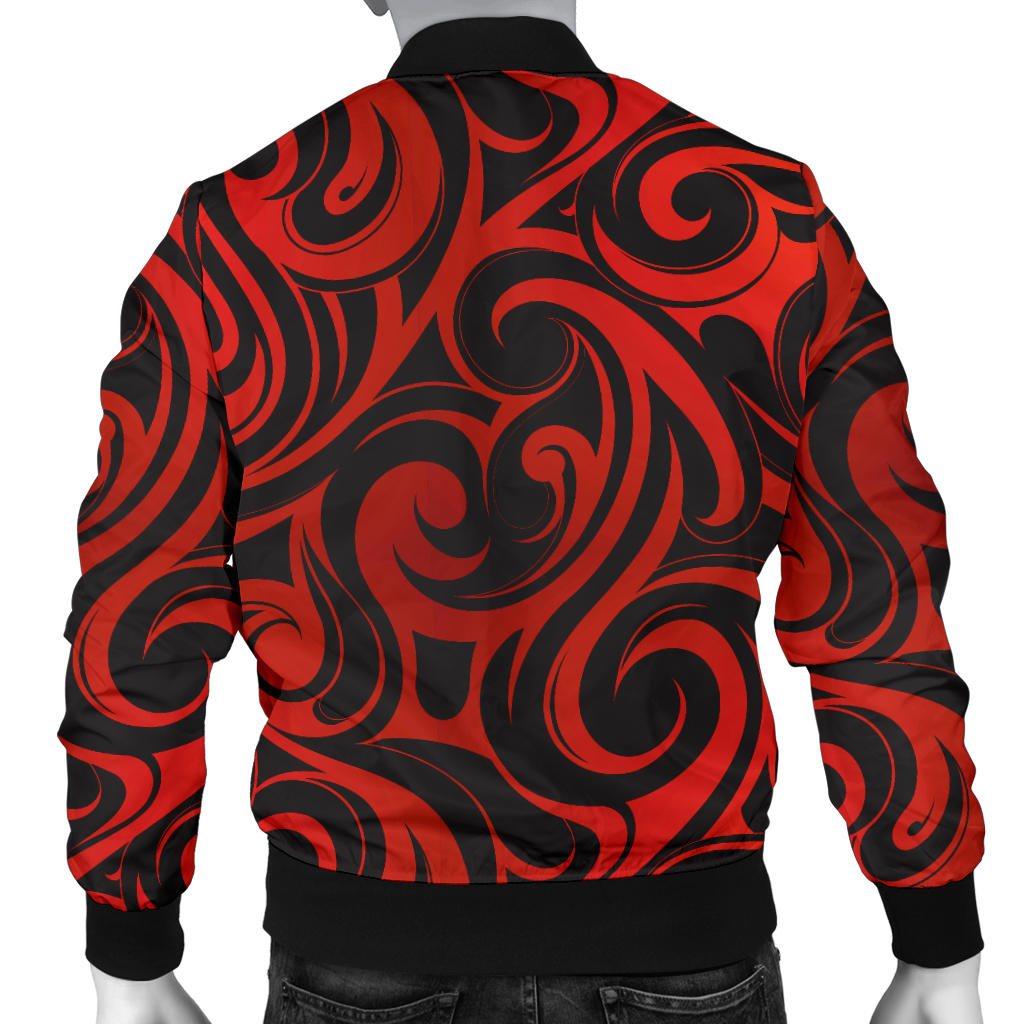 Maori Red Black Themed Design Men Bomber Jacket