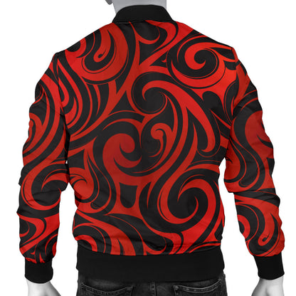 Maori Red Black Themed Design Men Bomber Jacket