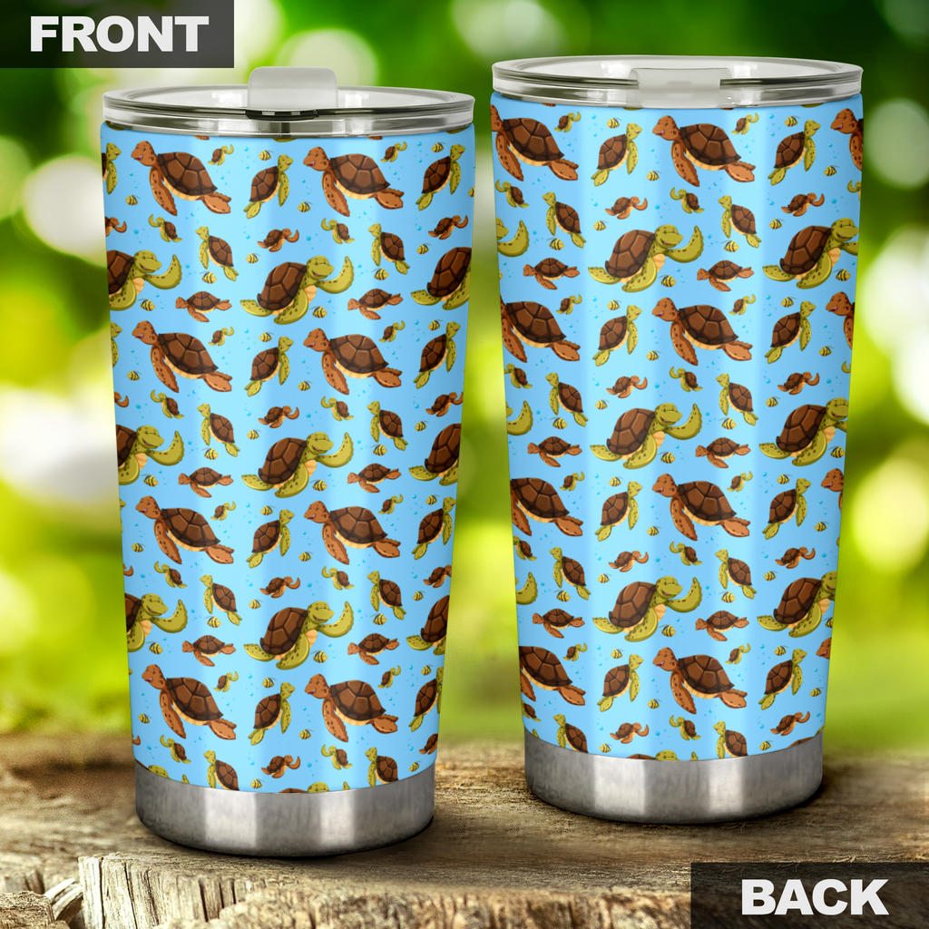 Hello Sea Turtle Print Pattern Tumbler