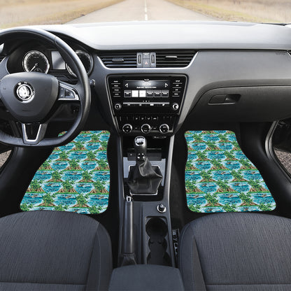 Palm Tree Hawaiian Themed Design Print Car Floor Mats Front Back