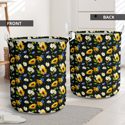 Sunflower Chamomile Bright Color Print  Laundry Basket