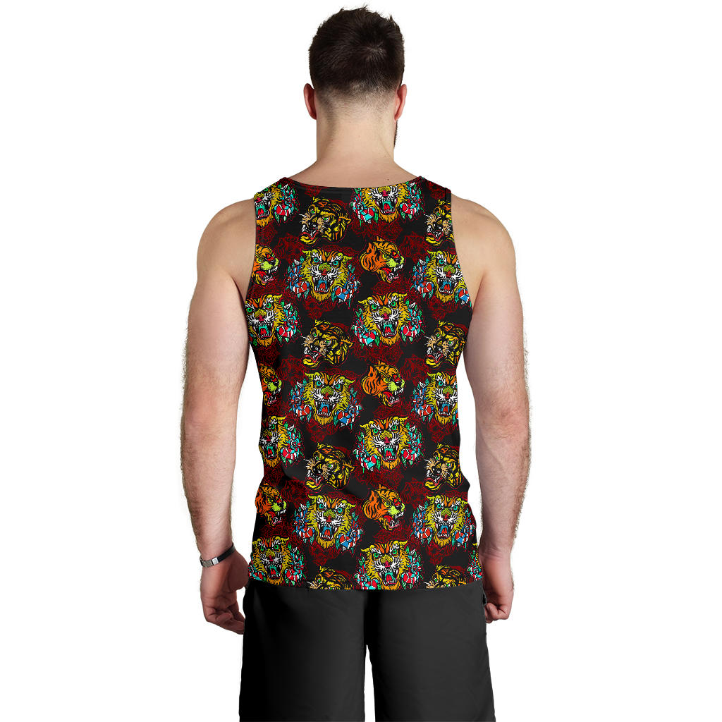 Tattoo Tiger Colorful Design Men Tank Top